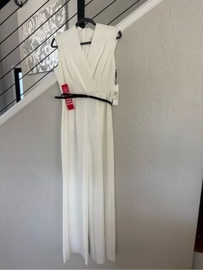Calvin Klein White Sleeveless V-Neck Maxi Dress